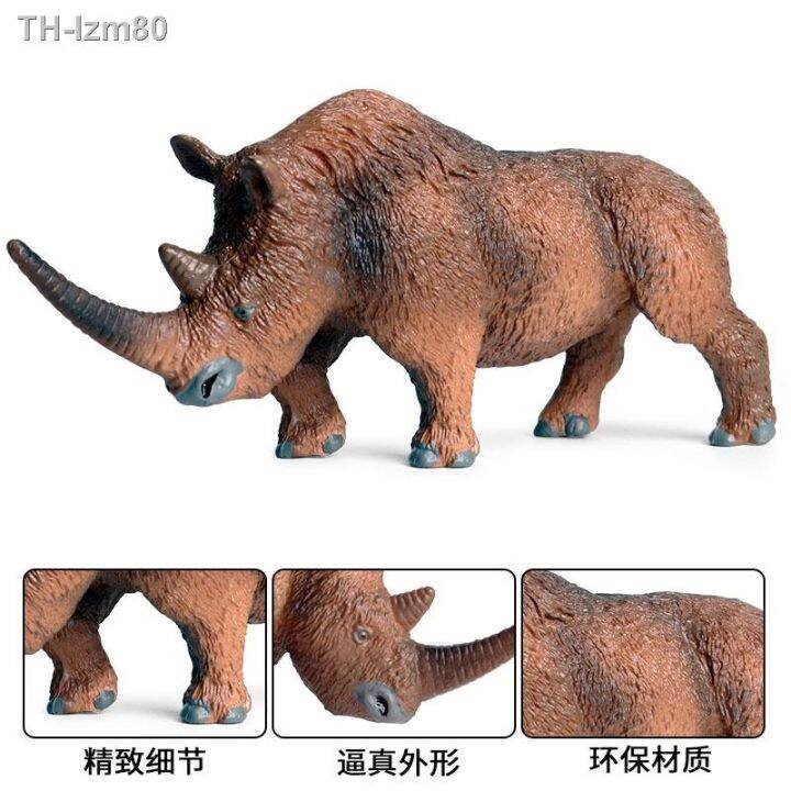 ของขวัญ-simulation-model-of-wildlife-prehistoric-red-hair-rhinoceroses-plastic-static-solid-hand-do-children-toys