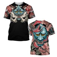 Summer Vintage Unisex tops Beautiful Samurai Tattoo Carp Fishing 3D Printed Hannya Men t-shirt Fashion sublimate short Sleeve shirts