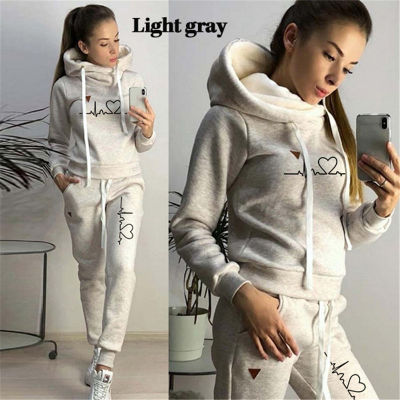 Womens Tracksuit Female Pullover Hoodies Jogging Pants Sweatshirt Sports Suit Two Piece Set Women Clothing Winter Warm Outfits