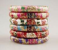 กำไลข้อมือลายดอกไม้ข้อมือการลงยาตามแนวเส้นทำด้วยมือจากจีน Wholesale10ชิ้น