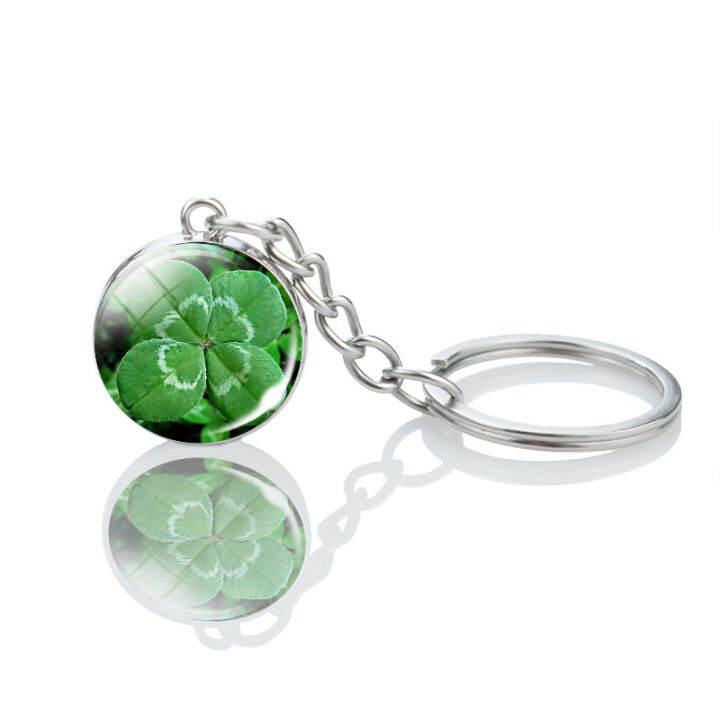 lucky-four-leaf-clover-glass-ball-gift-pendant-clover-keychain-clover-keyring