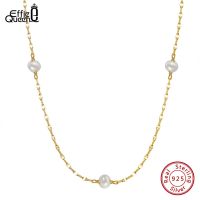 EFFIE QUEEN 14K Gold Cultured Freshwater Pearl Necklace S925 Silver Baroque Pearl Tiny Choker Necklace Jewelry For Women GPN35