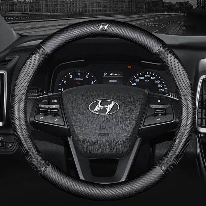 Carbon Fiber Breathable Premium Steering Wheel Cover for Hyundai CRETA