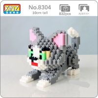 Xizai 8052 Cartoon Cute Cat Kitten Grey Animal 3D Model DIY Mini Magic Blocks Bricks Building Toy for Children no Box