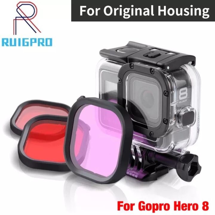 gopro-hero-8-red-filter-magenta-filter-pink-filter-for-gopro-hero-8-black-original-super-suit-housing-สำหรับเคสแท้-ฟิลเตอร์สีแดง-สีม่วง-ชมพู-สำหรับดำน้ำ