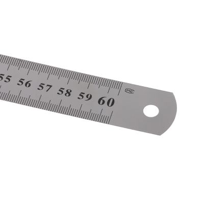 ”【；【-= Stainless Steel Double Side Measuring Straight Edge Ruler 60Cm Silver QXNF