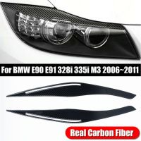 คิ้วเปลือกตาไฟหน้ารถฝาครอบช่องแอร์สีดำเหมาะสำหรับ Bmw E90 E91 328i 335i 2006-2011ไฟหน้าเปลือกตาสติกเกอร์รถ