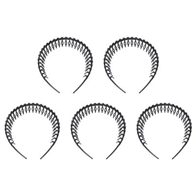 5X Plastic Teeth Comb Hairband Hair Hoop Headband Black for Woman