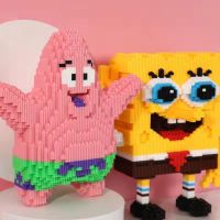 รูปแบบอาคารของขวัญดาวเด็กเม็ดเล็ก SpongeBob SquarePants พายใหญ่เข้ากันได้เลโก้อิฐปริศนาอาคารของเล่นชื่อเสียงร้านค้า