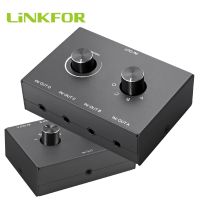 LiNKFOR 4 Port /2 Port Audio Switch Switcher Splitter 2x1/1x2 4x1/1x4 Bi-Directional Switcher with Mute Button 3.5mm Audio cable