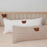 Cotton Cylindrical Embroidered Bear Pillow Baby Soft Cushion Child Bed Anti-Kick Bed Surround Car Lumbar Pillow Bedroom Decor
