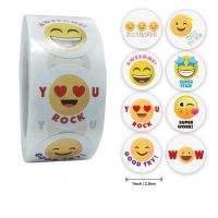 Stickers 500 Pcs/roll Smile  Face Encouragement Reward Sticker Children Toy Decoration Sticker Label Stickers