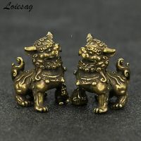 Pure Copper Lion Ornament Brass Antique Play Mini Lion Tea Pet Ornament Home Tabletop Ornament Trumpet A Pair