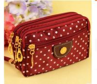 ◈∋☍ 1pcs/lot Fashion Women Wallets Small Handbags Canvas Dot Zipper wallet lady Clutch Coin Purse