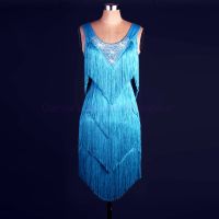 卍♈┅ New style Latin dance costume spandex tassel stones latin dance dress for women latin dance competition dresses 2XS-6XL