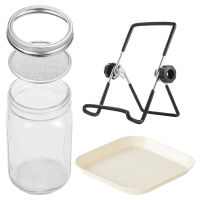 500ml Durable Food Grade Stainless Steel Easy To Use Wide Mouth Gifts Mesh Lids Adjustable Stand Broccoli Germinator White Tray Healthy Glass Filter Sprouter Bean Mason Jars