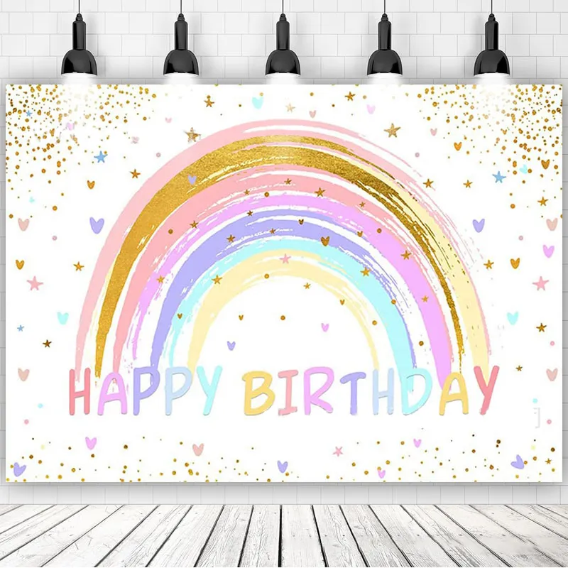 SURSURPRISE 150*100cm Boho Rainbow Theme Happy Birthday Background Cloth  Banner Rainbow Love Cloud Boho Theme Birthday Party Decoration Background  Hanging Cloth Hanging Flag | Lazada PH