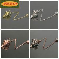 SUSANS Chain Reiki Pendulum Pendant Fashion Jewelry Healing Pyramid Pendule Reiki Spiral Cone Pattern Gift New Rose Gold Gold Silver Antique Copper Dowsing Amulet/Multicolor QC7311703