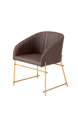 modernform เก้าอี้ รุ่น DANILO ขาทองเหลืองปัดเงา หุ้มหนังสังเคราะห์ สีน้ำตาล