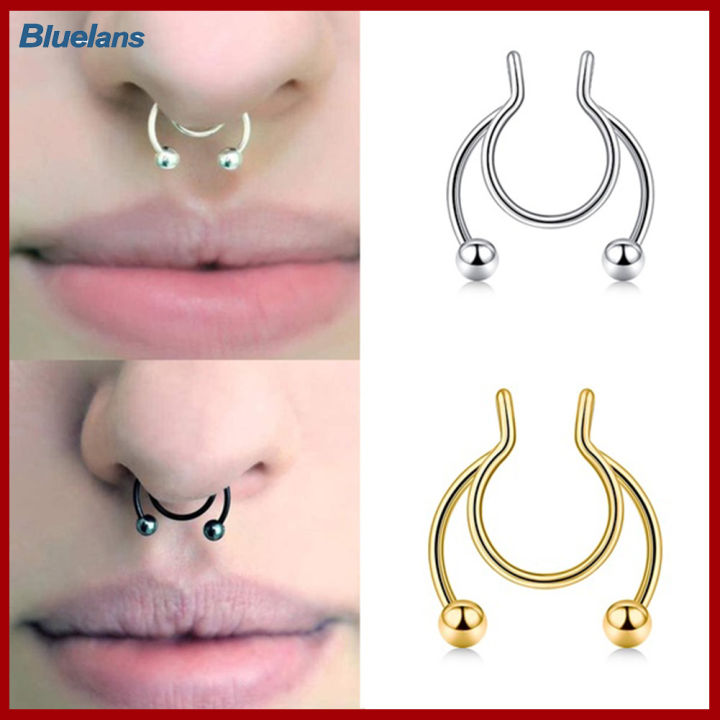 bluelans-unisex-แฟชั่นจมูกเจาะเหล็กสแตนเลสแหวนคลิปเครื่องประดับอัญมณีสตั๊ด