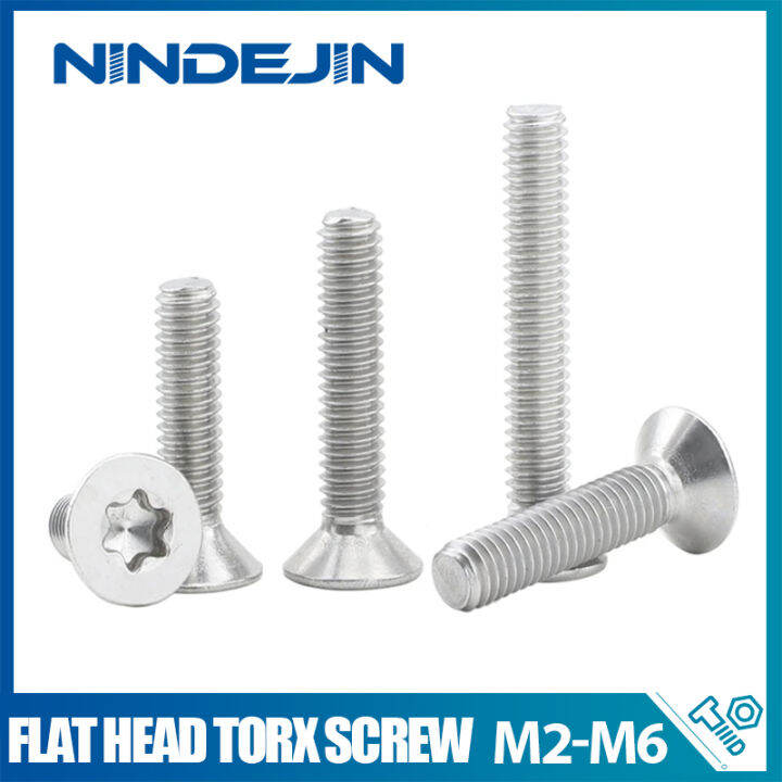 Nindejin Flat Head Torx Machine Screws M2 M25 M3 M4 M5 M6 Stainless Steel Tamper Resistant 0403