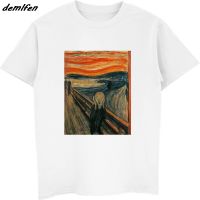 ยี่ห้อเสื้อยืดแฟชั่นผู้ชาย Edvard เสียงขรม "The Scream" ภาพวาดที่มีชื่อเสียงเสื้อยืดลำลองชายแขนสั้น O-คอเสื้อยืดฮิปฮอปประเดิมด้านบนที่มีคุณภาพสูงแขนสั้น