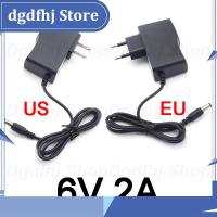 Dgdfhj Shop 6V 2A 2000ma AC DC Power supply Adapter plug Converter Charger plug For LED Strip Light CCTV Switch 5.5x2.5mm US/EU 100V-240V