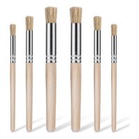 6Pcs Wooden Stencil Brushes for Painting on Wood, Natural Bristle Stencil Brush Art Brushes for Acrylic Paint,(3 Sizes)