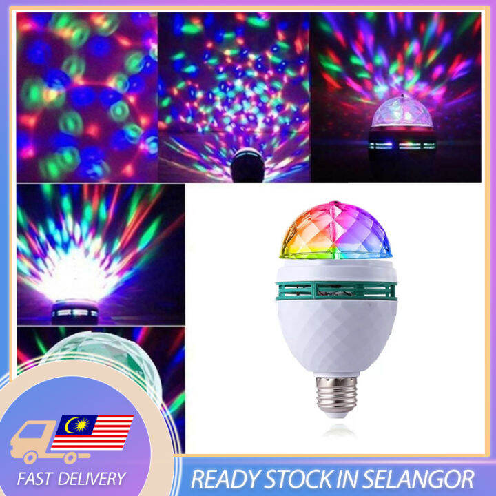 Lamp E27 3W Auto Roating RGB LED Bulb Stage Light Party Lamp Disco ...