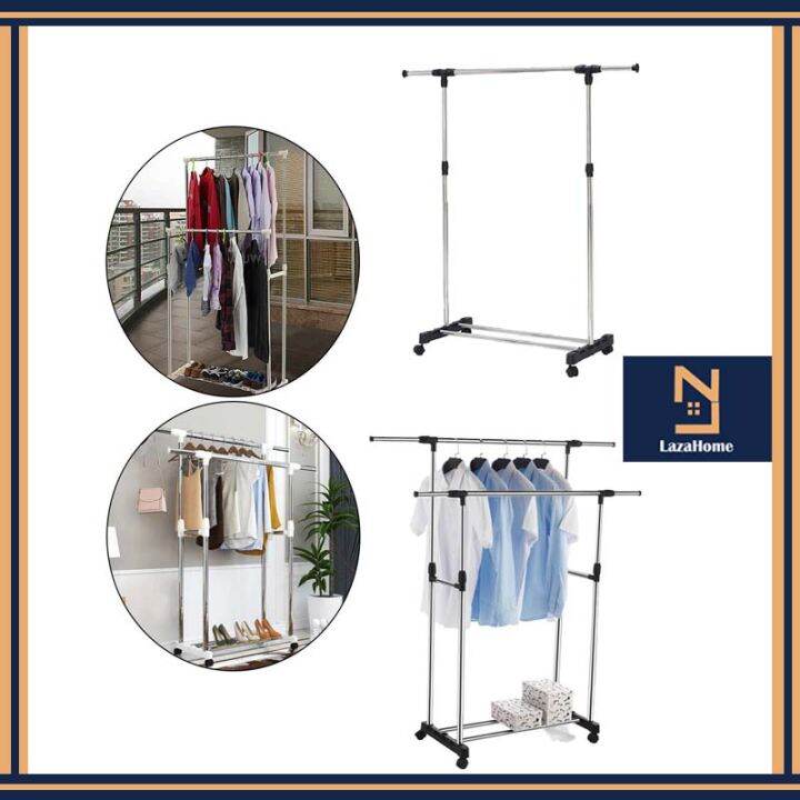 🏠Clothes Rack_衣架_Penyangkut Baju🏠Parallel Bar Retractable Drying Rack