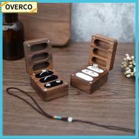 OVERCO ทำจากไม้ กล่องเครื่องประดับอัญมณี เคสของขวัญ ที่นั่งสามที่นั่ง ที่วางของ คุณภาพสูงมาก เรโทร กล่องเก็บแหวน การหมั้นหมาย