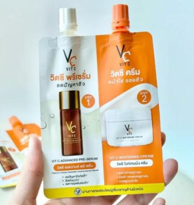 VC Vit C Bio Face serum + cream 2 in 1 วิตซีซองคู่ วิตซี น้องฉัตร ซองคู่ 8 g.