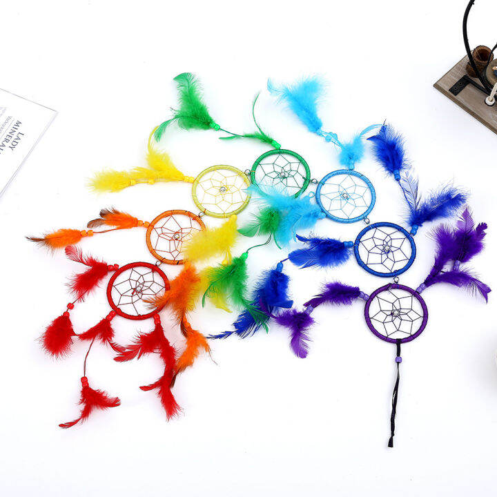 rainbow-feather-dreamcatcher-dream-catcher-decorative-ตาข่ายขนนกดักฝัน-สีรุ้ง-ขนนก-ดักฝัน-ตาข่ายดักฝัน-ตาข่ายขนนก-ขนนกสีรุ้ง-เครื่องดักฝัน-ที่จับฝัน-ดักจับฝัน