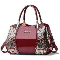 [กระเป๋าผู้หญิง Shichen]กระเป๋าผู้หญิงวัยกลางคน Boston Atmospheric Lady Bag กระเป๋าหนังสิทธิบัตร Mama กระเป๋าถือขนาดใหญ่