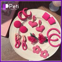 PETI JEWELLERY ลายดอกไม้ดอกไม้ ต่างหูกลีบดอกไม้สีชมพู รูปทรงกลม ผีเสื้อรูปผีเสื้อ ต่างหูห้อยห่วง เครื่องประดับแฟชั่นเครื่องประดับ อุปกรณ์เครื่องประดับอัญมณี ต่างหูรูปทรงเรขาคณิต ผู้หญิงผู้หญิงผู้หญิง