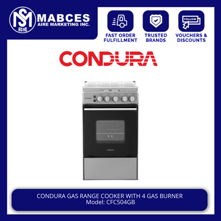 Condura Gas Range Cooker with 4 Gas Burner CFC504GB Silver Lazada PH