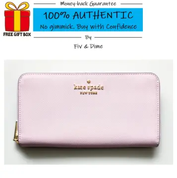 Kate Spade Staci Dual Zip Around pink leather crossbody clutch