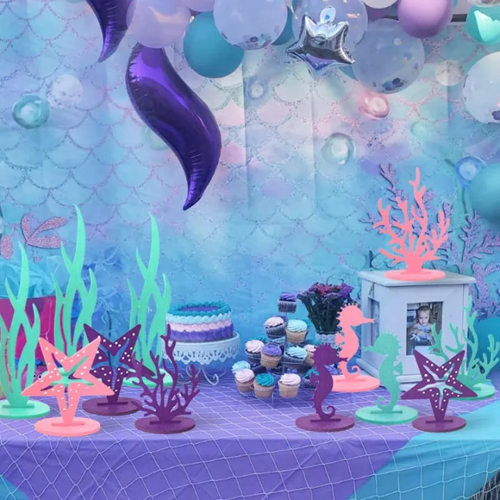 Baby bath toys fun 20pcs Mermaid Birthday Decoration Felt Tabletop