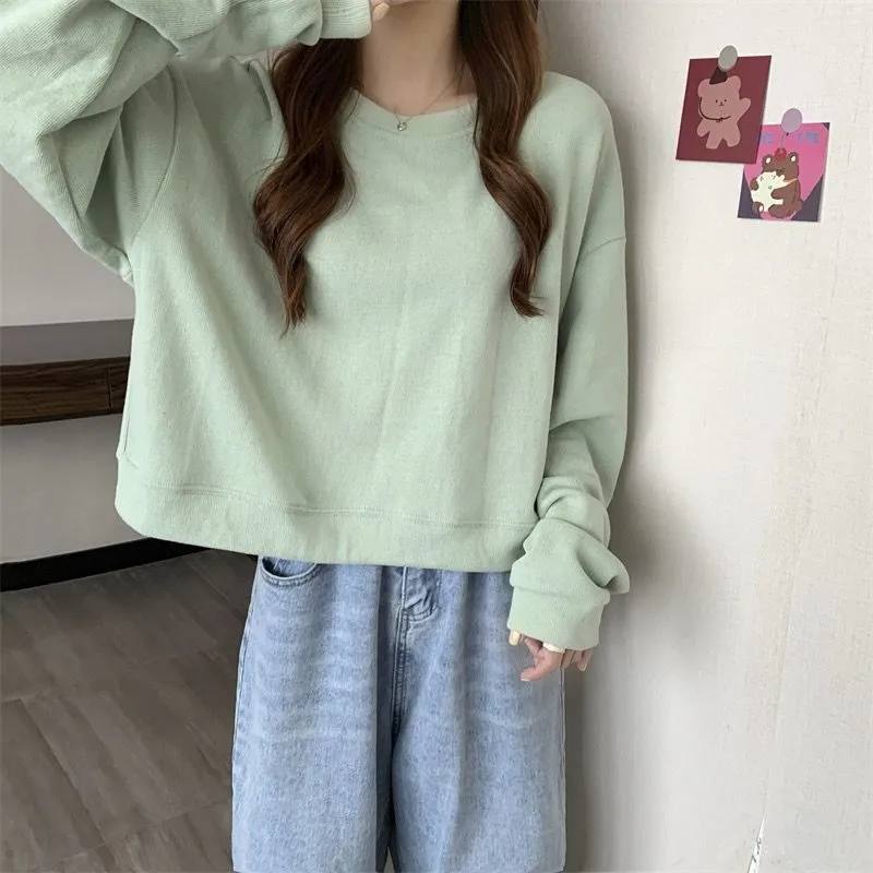 Women Spring Autumn Casual Style Short Solid Color Long Sleeve