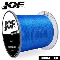 JOF 300เมตรเอ็นตกปลา8เส้นสายถัก PE สำหรับตกปลาคาร์พ Pesca 9สีเส้นใยหลายเส้น22-88LB สายที่แข็งแรงมาก