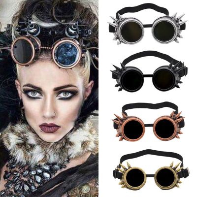 Outdoor Spiked Victorian Rivet Cosplay Motorcycle Goggles Steampunk Goth Round goggle