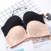 Angle Bra (N254) บราเกาะอก ดีไซน์ลายลูกไม้ ฟองน้ำหนา ดันทรงนมชิด สายถอดได้ ใส่ได้หลายสไตล์