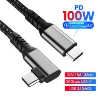 HD 4K USB C Extension Cable 100W PD 5A Right Angle Bend 90 Degree Gen 2 USB 3.1 Type C Extension Cord For Macbook Samsung Laptop