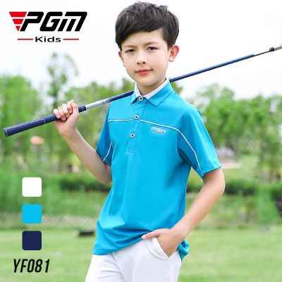 ⊕ PGM golf men 39;s clothing children 39;s short sleeved boys T shirt summer new breathable quick drying sportswear children 39;s clothing