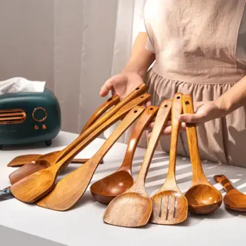 Wooden Wok Shovel cooking Spoon Non Stick Wood Long Rice Spatula