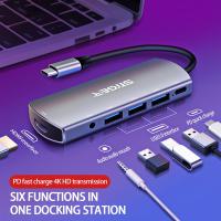 【The-Best】 liaoxian3105992120 6 In 1 Multi Type C ถึง HDMI 4K USB 3.0 HUB USB C ถึง TF SD Reader PD อะแดปเตอร์ชาร์จสำหรับ Macbook