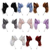 Handmade Cat Faux Fur Ears Headband Solid Color Fluffy Plush Animal Hair Hoop Anime Fancy Dress Party Cosplay Costume Hair