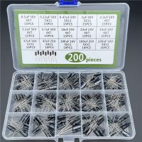 【CW】 200Pcs/Lot Radial Capacitors Set 15Values 10V 16V 25V 50V 0.1uF-220uF Electrolytic Capacitor Assortment 0.22uf 2.2uf 100uf