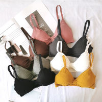 Sanay Bra (N219) บราแฟชั่นสายเดี่ยว ดีไซน์โบว์ 7 สี แบบสวม ไร้โครง ไร้ตะขอ สายปรับได้