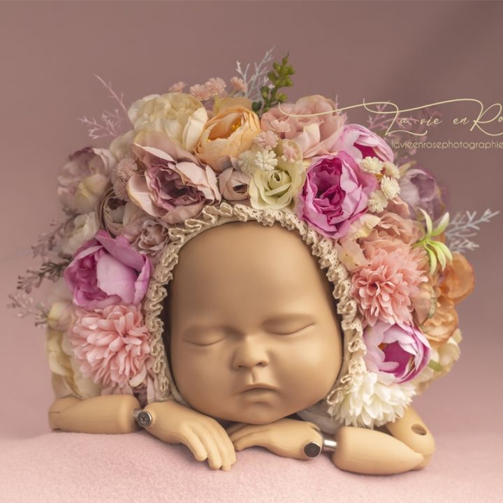 bonnet-floral-para-fotografia-rec-m-nascida-baby-hat-knitted-garden-bonnet-photo-shoot-props